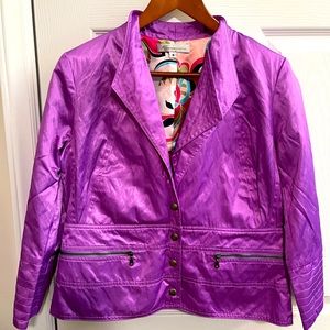 Sexy fitted satin purple jacket by Renfrew Collection